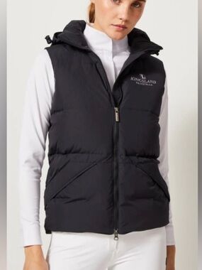 KINGSLAND Black Quilted Hooded Puffer Vest - Medium